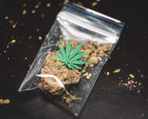 Un sac transparent avec du cannabis
